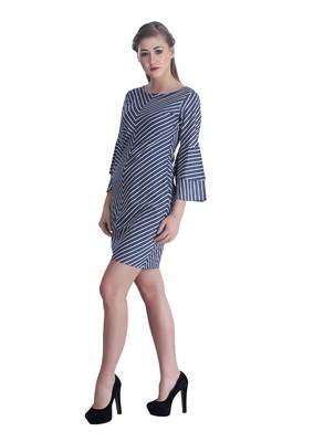 Blue striped cotton short-dresses 3