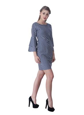 Blue striped cotton short-dresses 4