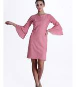 Red striped cotton short-dresses