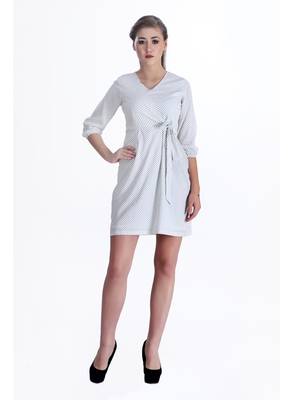 White printed georgette short-dresses 1