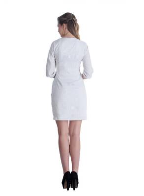 White printed georgette short-dresses 2