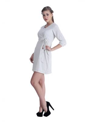 White printed georgette short-dresses 3