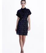 Black printed cotton short-dresses