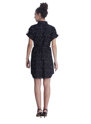 Black printed cotton short-dresses 2