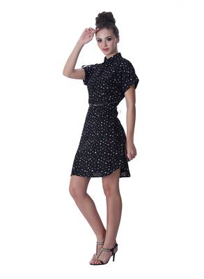 Black printed cotton short-dresses 3