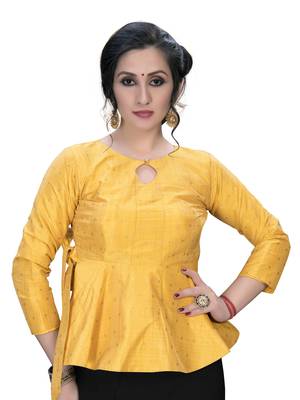Yellow  Women'S Embroiderey Jacquard Blouse 1