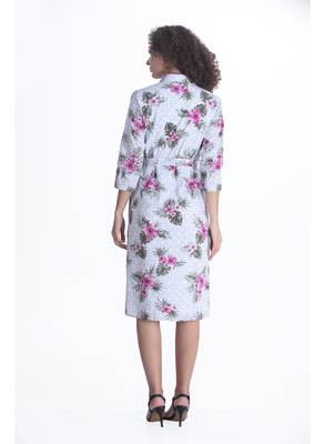 White floral print cotton short-dresses 2