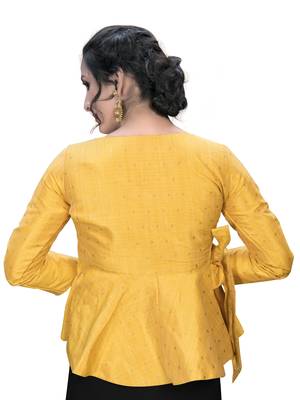 Yellow  Women'S Embroiderey Jacquard Blouse 2