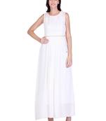 White solid georgette maxi-dresses