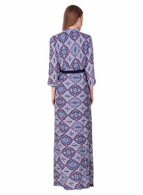 Blue printed viscose rayon maxi-dresses 2