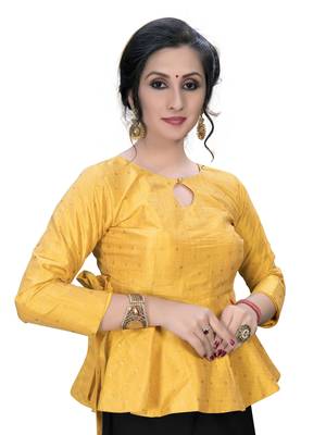 Yellow  Women'S Embroiderey Jacquard Blouse 3