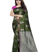 Mehendi woven kanchipuram silk saree with blouse
