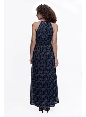 Blue printed georgette maxi-dresses 2