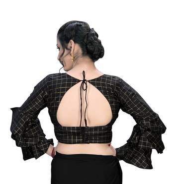 Black  Women'S Embroiderey Silk Blouse 2