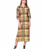 Yellow printed cotton long-dresses