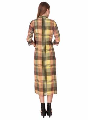 Yellow printed cotton long-dresses 2