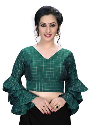 Green  Women'S Embroiderey Silk Blouse 1