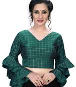 Green  Women'S Embroiderey Silk Blouse