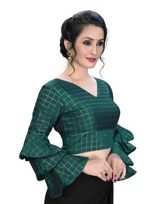 Green  Women'S Embroiderey Silk Blouse 3