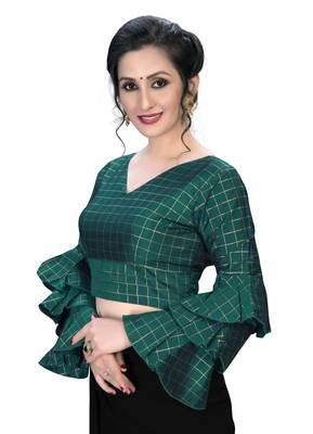 Green  Women'S Embroiderey Silk Blouse 4