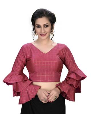 Pink  Women'S Embroiderey Silk Blouse 1