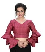 Pink  Women'S Embroiderey Silk Blouse