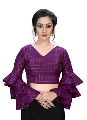 Magenta  Women'S Embroiderey Silk Blouse 1