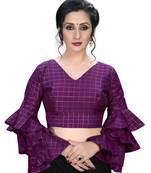 Magenta  Women'S Embroiderey Silk Blouse