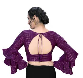 Magenta  Women'S Embroiderey Silk Blouse 2