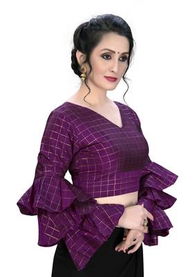 Magenta  Women'S Embroiderey Silk Blouse 3