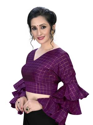 Magenta  Women'S Embroiderey Silk Blouse 4