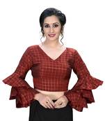 Maroon  Women'S Embroiderey Silk Blouse