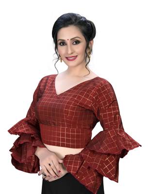 Maroon  Women'S Embroiderey Silk Blouse 4