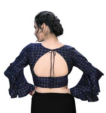 Blue  Women'S Embroiderey Silk Blouse 2