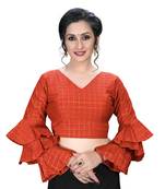 Red  Women'S Embroiderey Silk Blouse