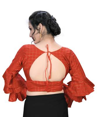 Red  Women'S Embroiderey Silk Blouse 2