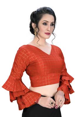 Red  Women'S Embroiderey Silk Blouse 3