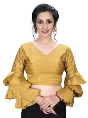 Yellow  Women'S Embroiderey Silk Blouse 1