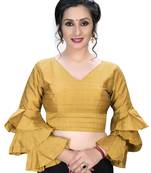 Yellow  Women'S Embroiderey Silk Blouse