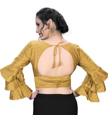 Yellow  Women'S Embroiderey Silk Blouse 2