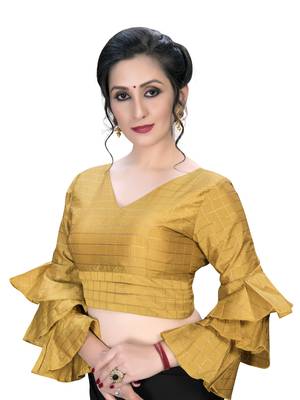 Yellow  Women'S Embroiderey Silk Blouse 4