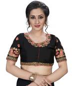 Black  Women'S Embroiderey Santoon Silk Blouse