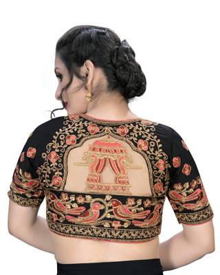 Black  Women'S Embroiderey Santoon Silk Blouse 2