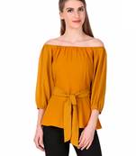 Yellow plain georgette party-tops