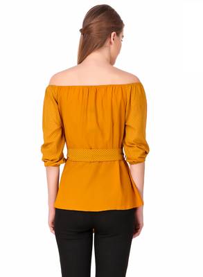 Yellow plain georgette party-tops 2
