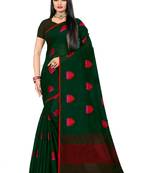 Green Woven Linen Saree With Blouse