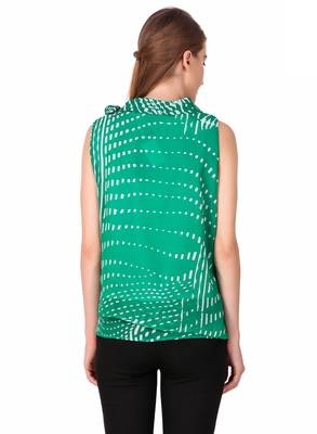 Green self design georgette sleeveless-tops 2