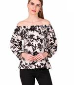 Black printed cotton cotton-tops