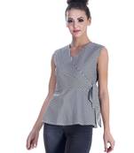 Black striped cotton sleeveless-tops