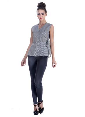 Black striped cotton sleeveless-tops 3